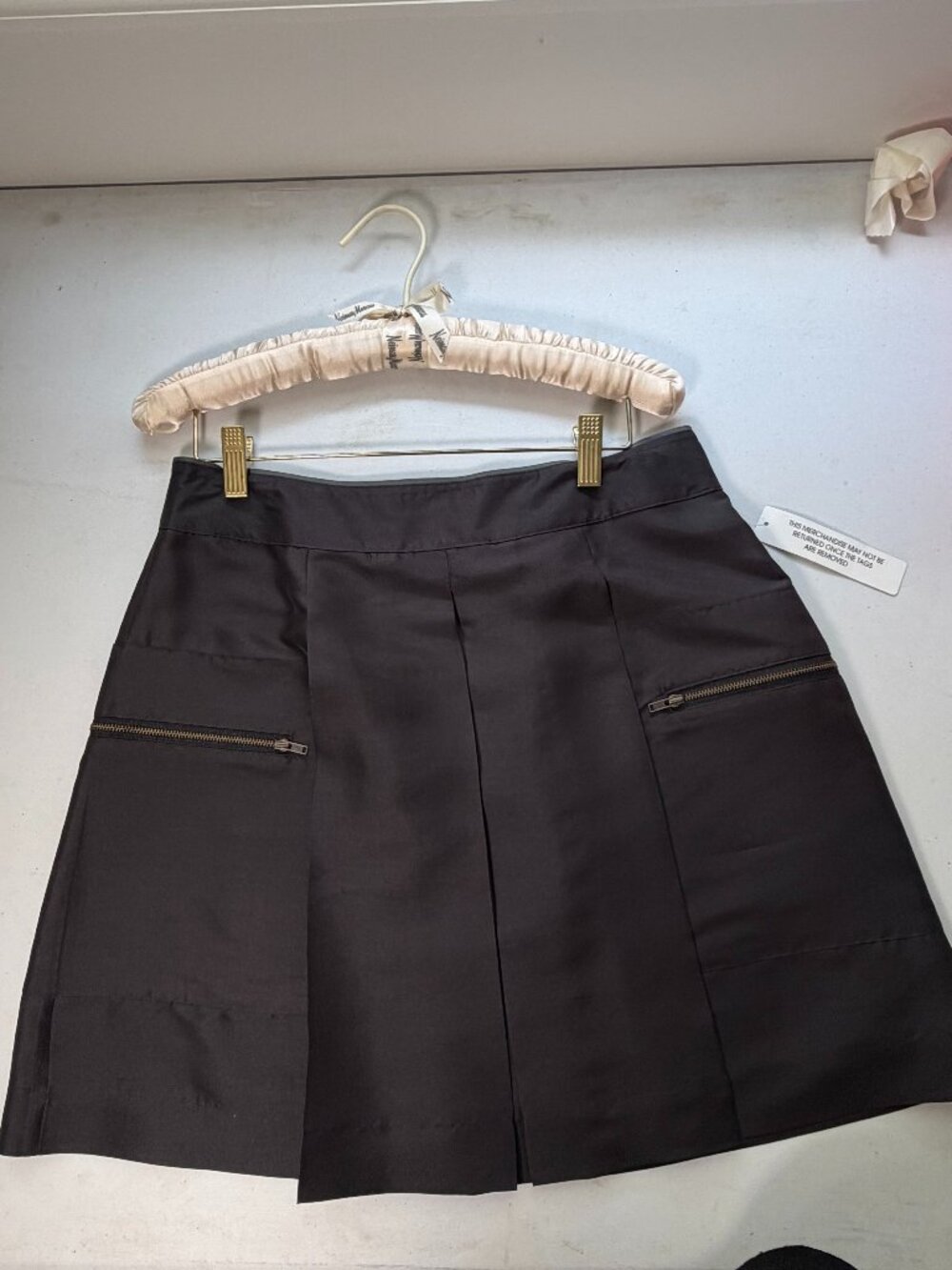 SEE by Chloe mini black silk skirt. IT 44 US 8